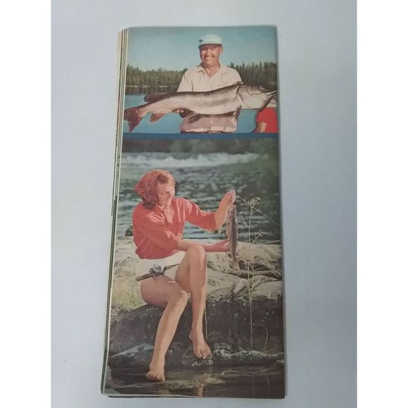 Vintage 1960s Official Saskatchewan Invites Angler Fishing Travel Map Guide Fish - Picture 2 of 12